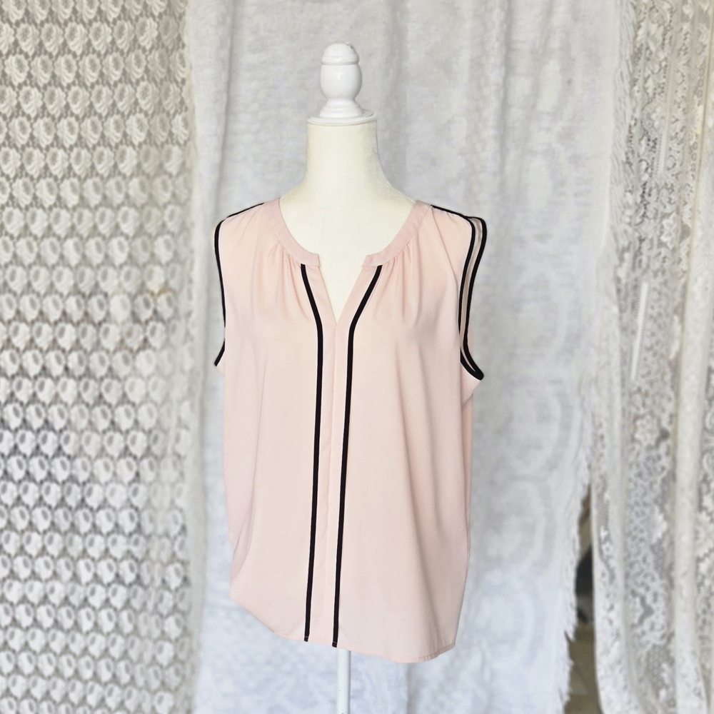 Calvin Klein Light Pink Blouse with Black Trim